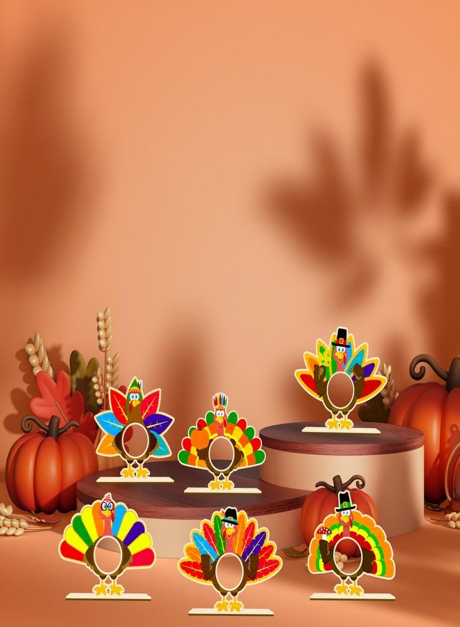 Moon Boat 16Pcs Thanksgiving Crafts Wooden Turkey Picture Frame DIY Painting Arts Kit Fall Party Favors Classroom Activities Table Decorations - Image 4